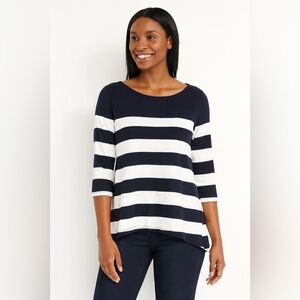 Lili Rose Navy & White Striped 3/4 Sleeve Top – Size M
